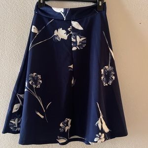 Navy blue floral skirt size M